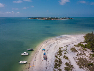 Cayo Costa Island Beach, Florida Close to Pine Island, Bokeelia Sanibel, white sands aerial drone...