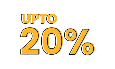 upto 20 percent typography sale vector, upto 20 percent vector