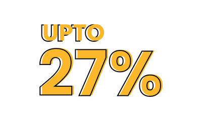 upto 27 percent typography sale vector, upto 28 percent vector