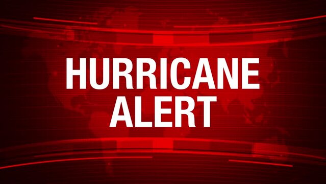Hurricane Alert 4K Animation in Breaking News style with red color. Modern cyclone alert background video