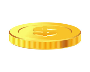 Golden money. Rotating gold coin.