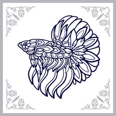 Fototapeta premium Colorful Betta fish mandala arts isolated on black background