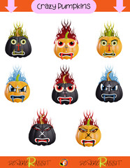 Crazy Pumpkin Emojis, Different, Cheerful, Disgusting, Scary, Sweet, Unique Halloween Pumpkins