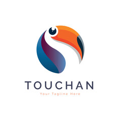 Toucan bird circle logo template design for brand or company and other