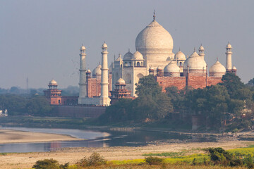 Fototapeta na wymiar View of the mausoleum - Taj Mahal Mosque, Agra, Uttar Pradesh, India
