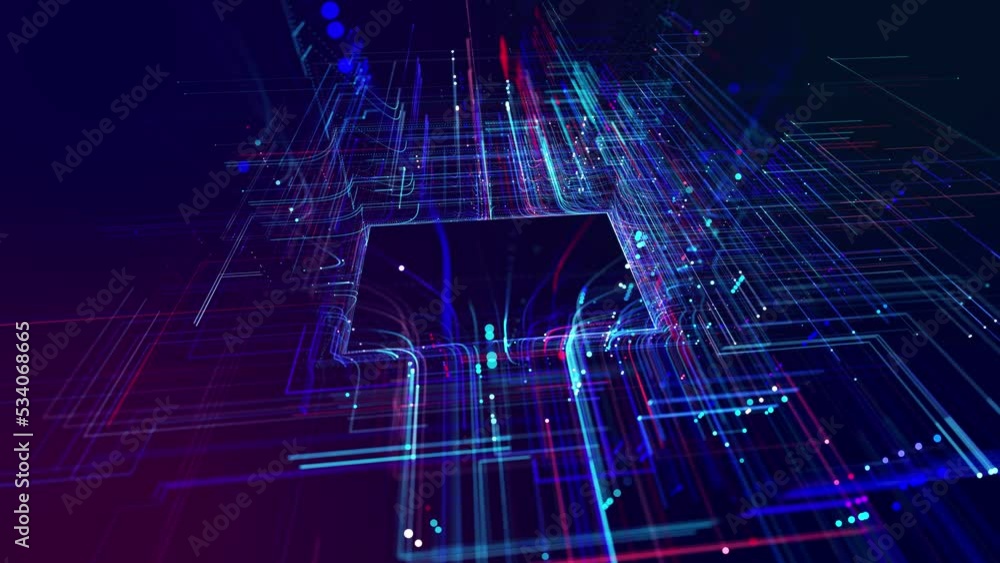Poster info concept lines and nodes. vj loop hologram abstract background sci fi theme, information blocks,