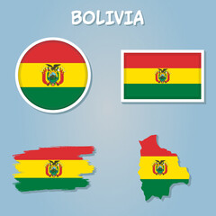 Bolivia national flag in a shape of country map.