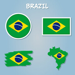 Flat simple Brazil map, vector background illustration.
