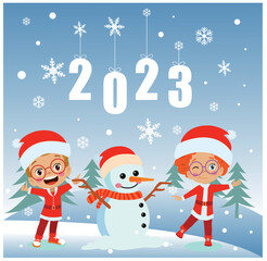 new year and happy kids