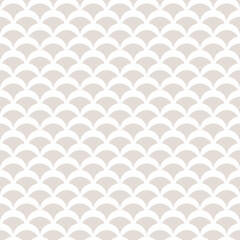 Vector geometric seamless pattern in art deco style. Simple abstract beige and white background with curved shapes, fish scale, peacock ornament, mesh. Subtle minimal geo texture. Repeat modern design © Olgastocker