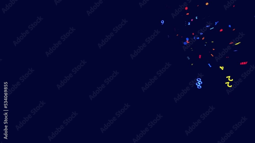 Poster symbols form whorls, information ai construction of digits. vj loop hologram abstract multicolored b