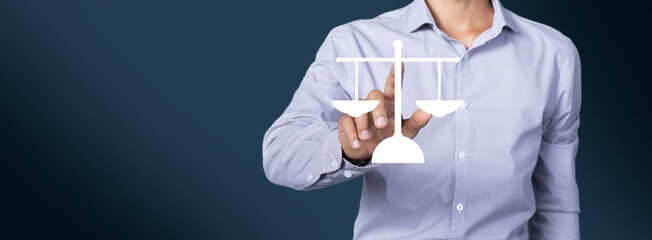 Man pressing on virtual scales