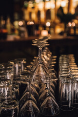 Fototapeta na wymiar stacks of glassware at evening party