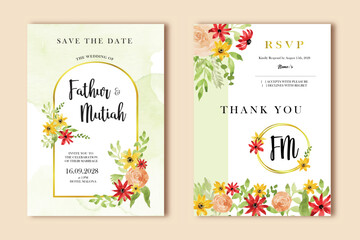 cute spring flower wedding invitation template design