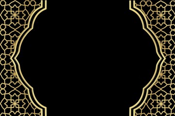 Islamic golden geometrical background and black wall
