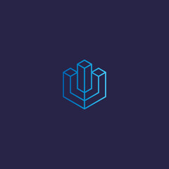 Geometric 3d building vector logo design