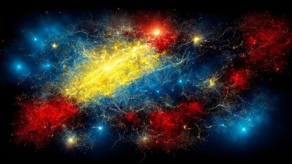 Fototapeta premium illustration of a galaxy with vivid red blue and yellow colors