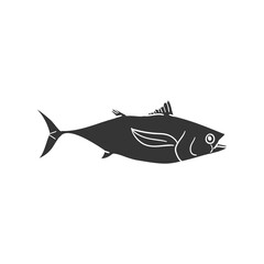 Tuna Icon Silhouette Illustration. Fish Vector Graphic Pictogram Symbol Clip Art. Doodle Sketch Black Sign.