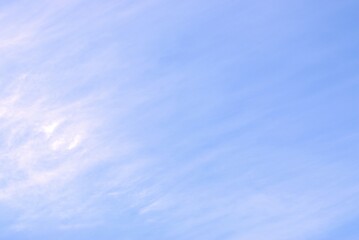 Blue sky lined with white lines of clouds Background Banner Screen saver on the monitor.