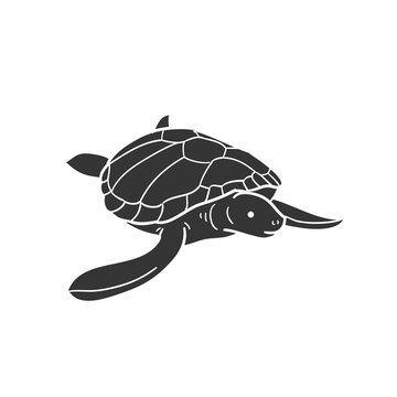 Turtle Icon Silhouette Illustration. Animal Vector Graphic Pictogram Symbol Clip Art. Doodle Sketch Black Sign.