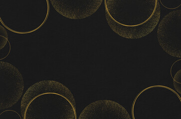 Black Japanese "washi" paper texture with classy gold pattern. Abstract graceful Japanese style background.