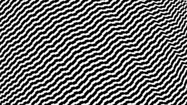 
Abstract black zigzag stripes moving on a white background.
Seamless loop video.