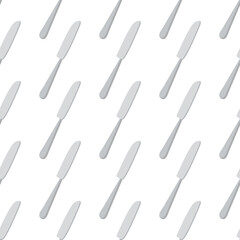 Pattern of kitchen knives on white background