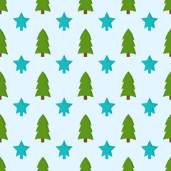 Pattern of a Christmas tree and a green star