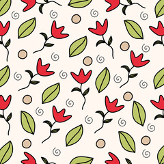 A pattern of tulips on a beige background