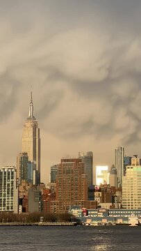 Mammatus Clouds over Empire State Building and NYC Skyline Timelapse, Vertical Video