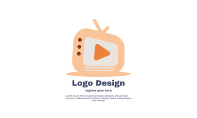 unique flat tv digital logo design isolated on background