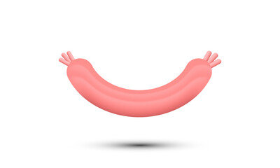 unique realistic cute grilled sausage icon 3d isolated on background.Trendy and modern vector in 3d style.