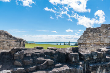 The ruins of Fort St. Joseph, an old War of 1812 fort burned by the Americans in 1814, remain at the southern tip of St. Joseph Island in Ontario. - obrazy, fototapety, plakaty