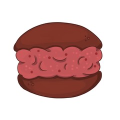 Macaron cake with berry filling, color illustration, raster