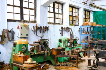 Brass materials in an old craft workshop.