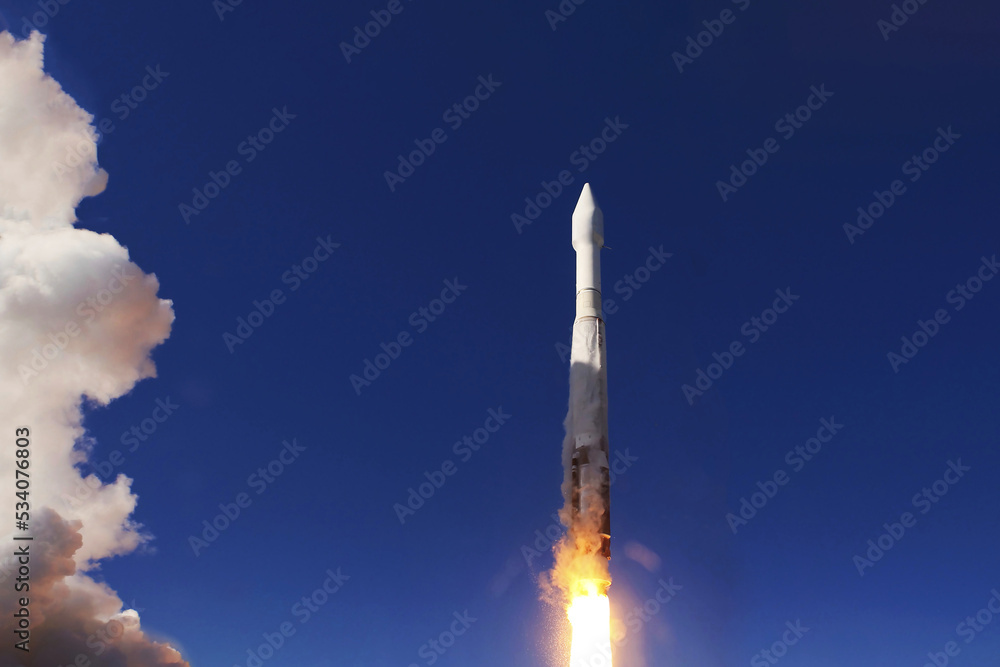 Wall mural the launch of the spacecraft into space. elements of this image furnished by nasa