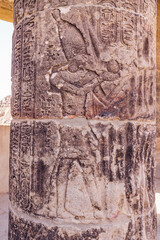 Carvings on a column at the Philae Temple, a UNESCO World Heritage Site.
