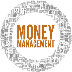 Money Management word cloud conceptual design isolated on white background.