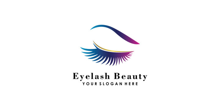 Eyelash logo design for lashes beauty salon with unique concept premium vector