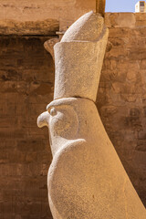 Statue of the falcon god Horus at the Temple of Horus at Edfu.