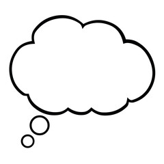 Vector illustration of a thought cloud drawn in black and white