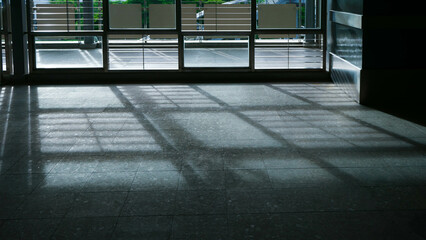 Architecture details floor concrete wall Modern building with shadows in the daytime
