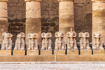 Avenue of the Rams Headed Sphinxes at the Karnak Temple complex in Luxor.