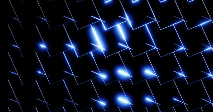 Render With Blue Beam On Rectangular Lines