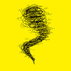 doodle tornado illustration vector isolated on yellow