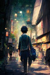 Anime Street - obrazy, fototapety, plakaty