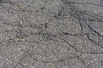 old cracked asphalt