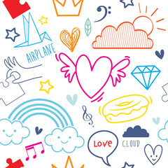 Heart Icons Set, hand drawn icons and illustrations for valentines and wedding