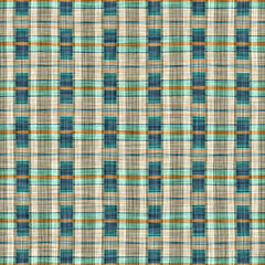 Teal rustic coastal beach house check fabric tile. Seamless sailor flannel textile gingham repeat swatch.