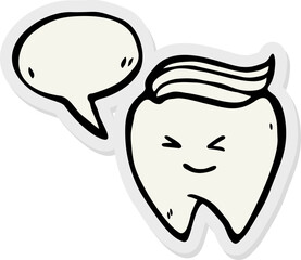 vector set of cute cartoon tooth with speech bubble on paper background .Vector illustration